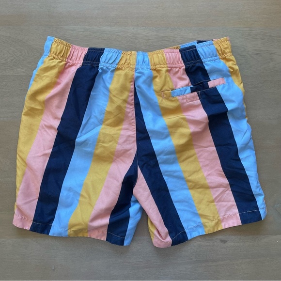 Eddie Bauer Blue and Pink Swim Trunks with Retro Stripes - Picture 5 of 6